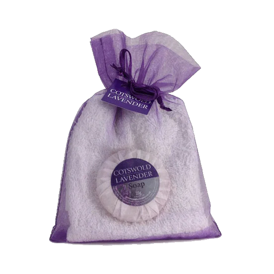 Cotswold Lavender Guest Soap & Cotton Flannel (25g)