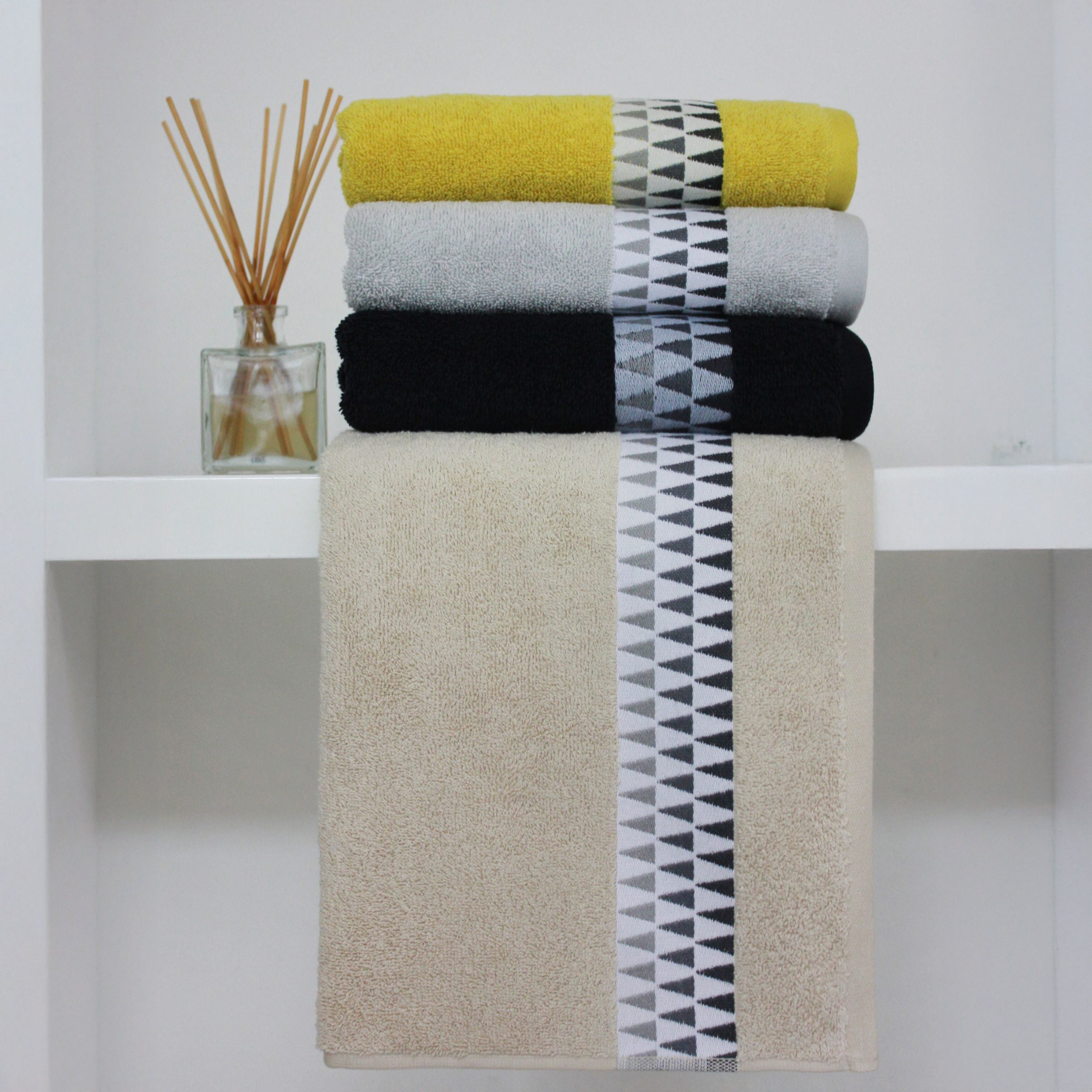 Stratus 100% Turkish Cotton Geometric Towel Range (3 Colour Options)