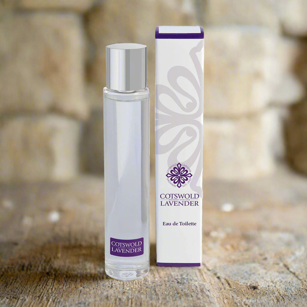 Coiswold Lavender eau de toilette bottle and packaging on a white background
