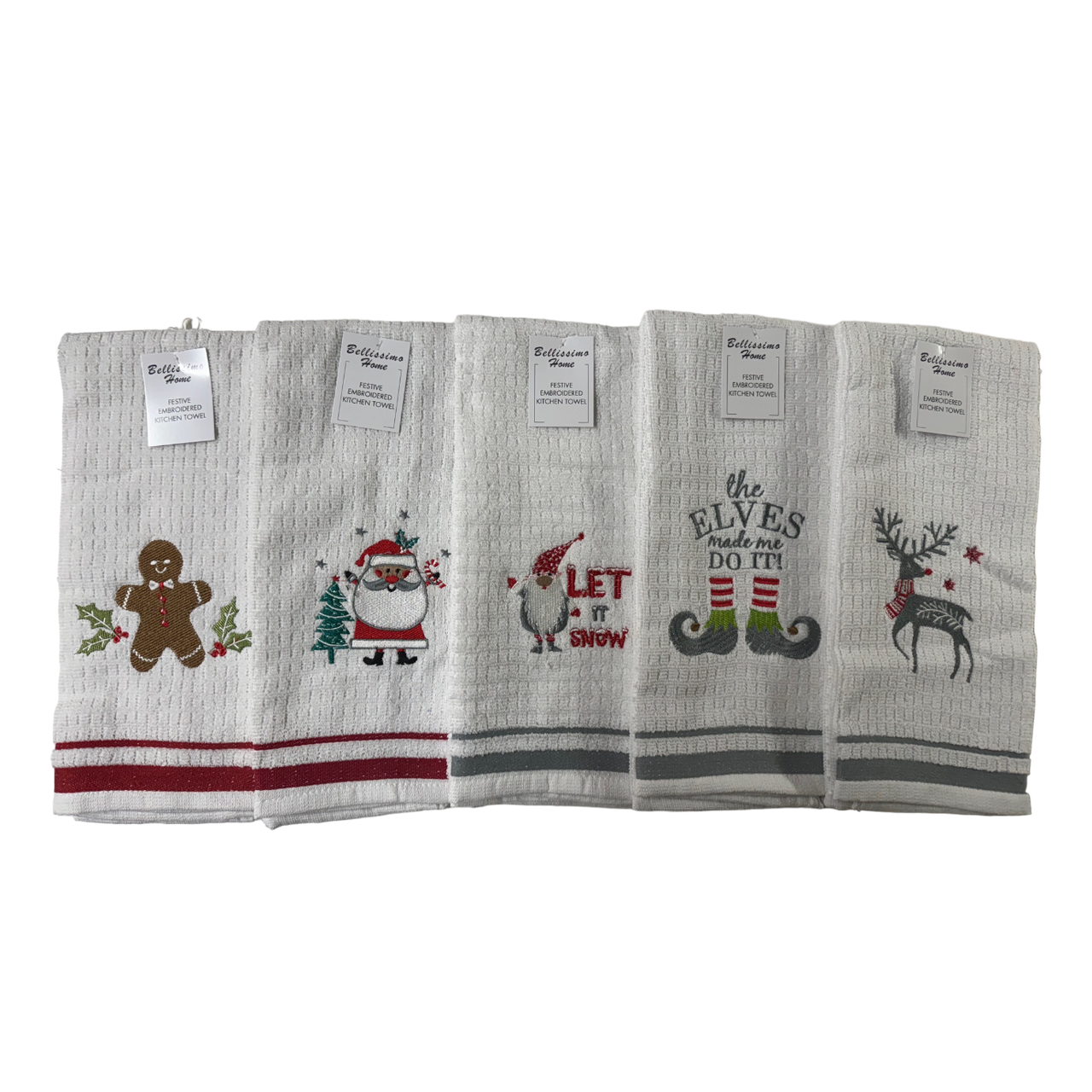 Bellissimo Xmas Embroidered Tea Towels (5 Designs Available)