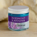 Cotswold Lavender foot gel jar on a white background