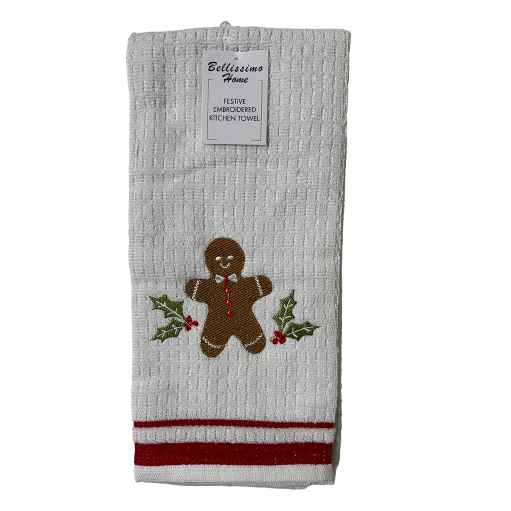 Bellissimo Xmas Embroidered Tea Towels (5 Designs Available)