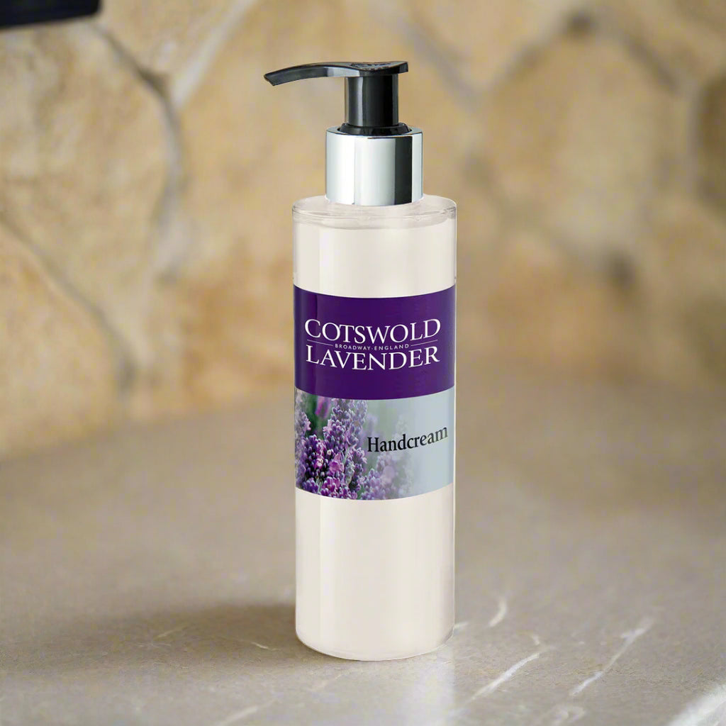 Cotswood Lavender hand cream bottle on a white background