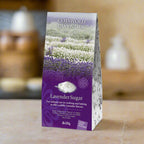 Cotswold Lavender lavender sugar packaging with a field of lavender on a white background