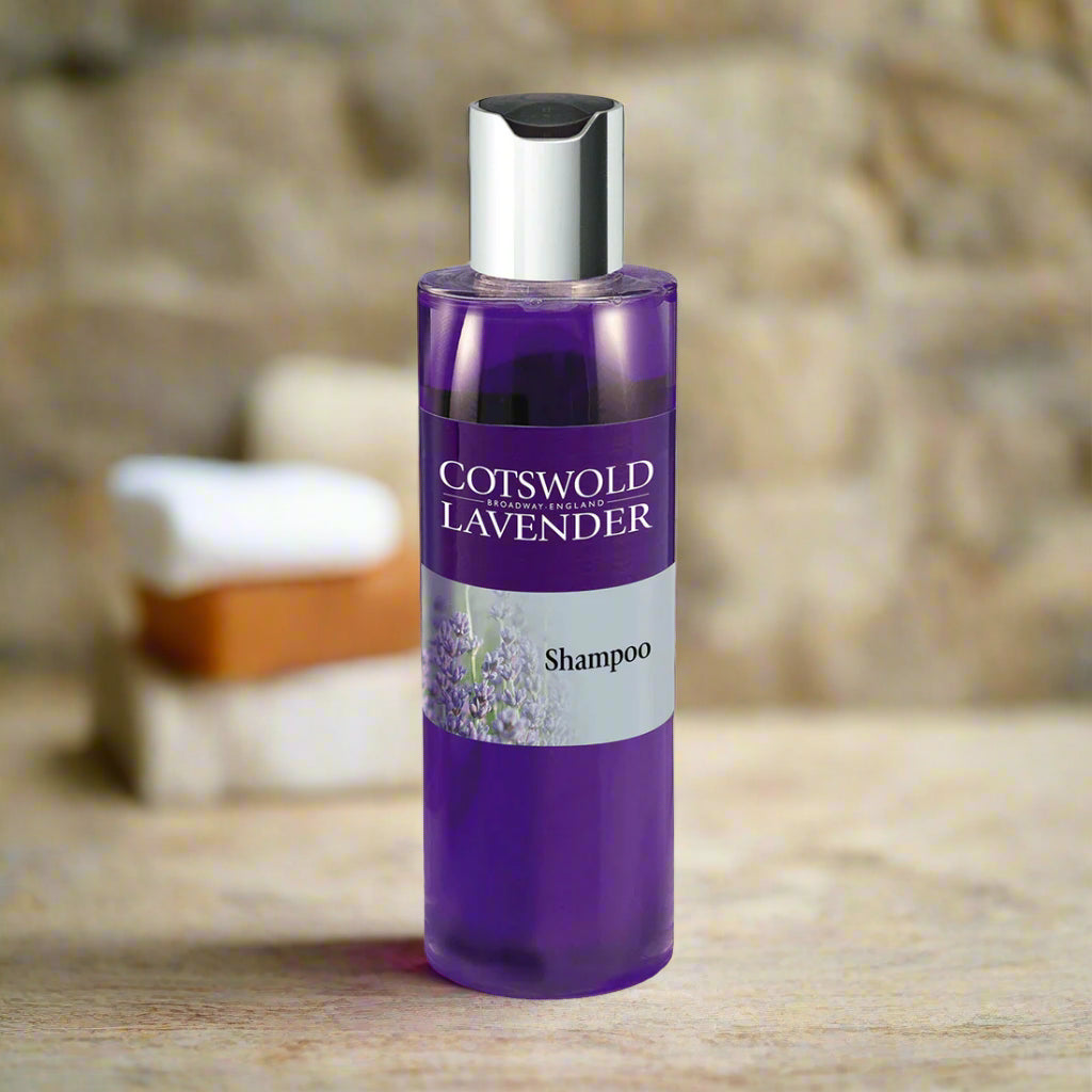 Cotswold Lavender shampoo bottle on a white background