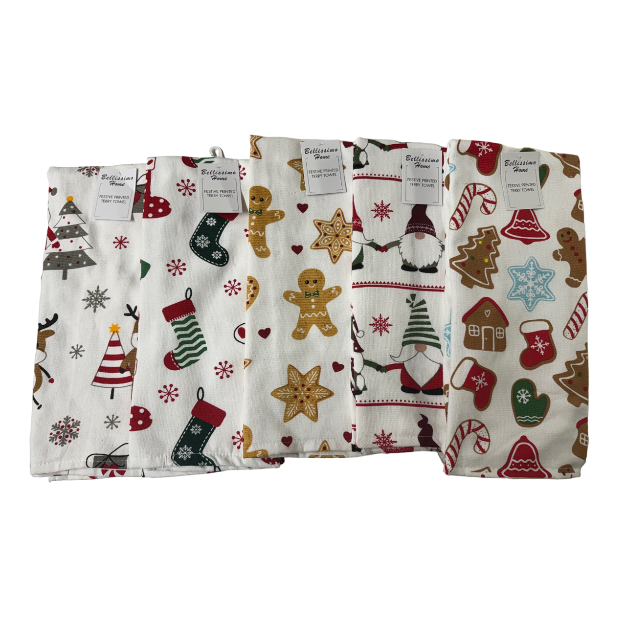 Bellissimo Xmas Printed Tea Towels (5 Designs Available)