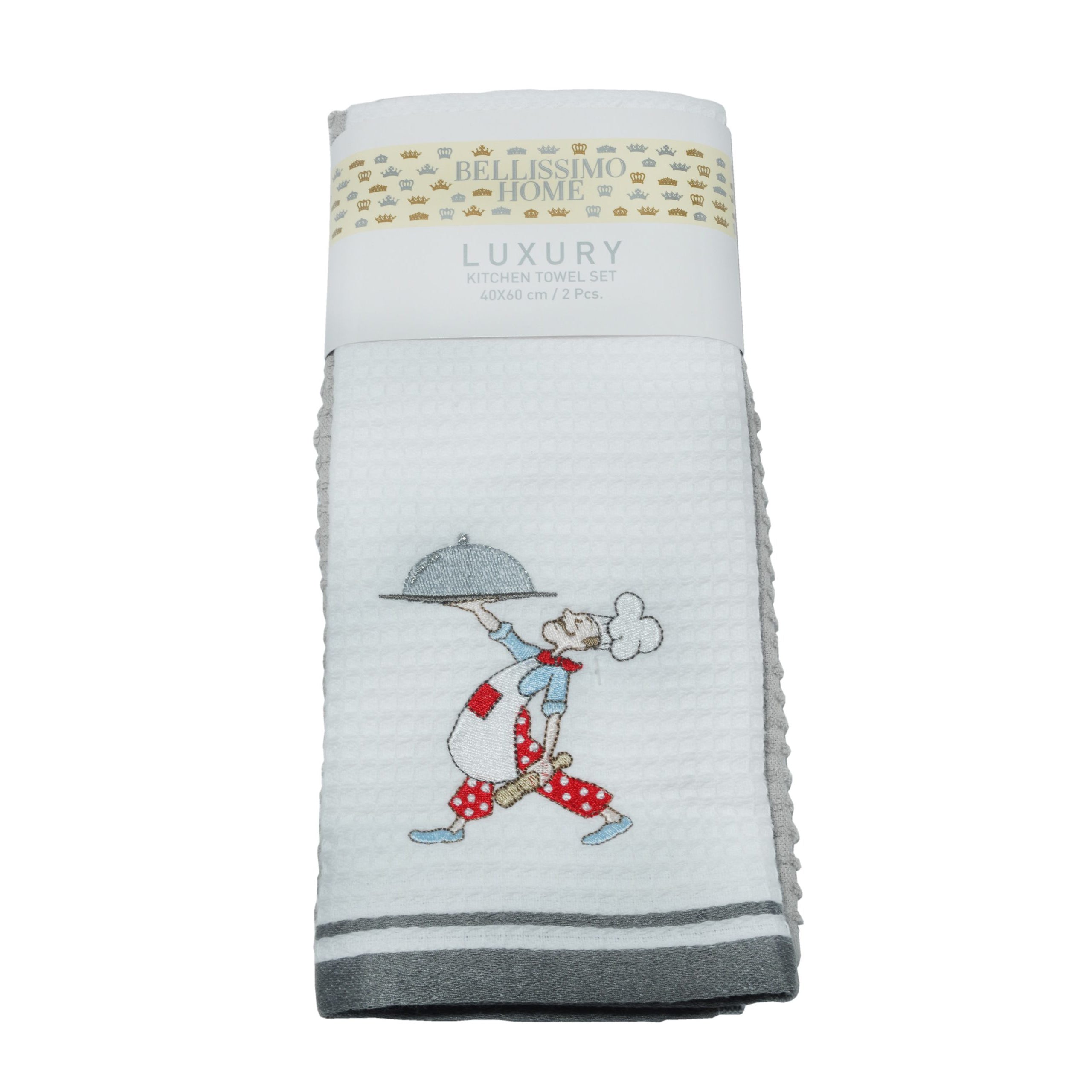 Luxury 2 Pack Waffle Embroidered Tea Towels