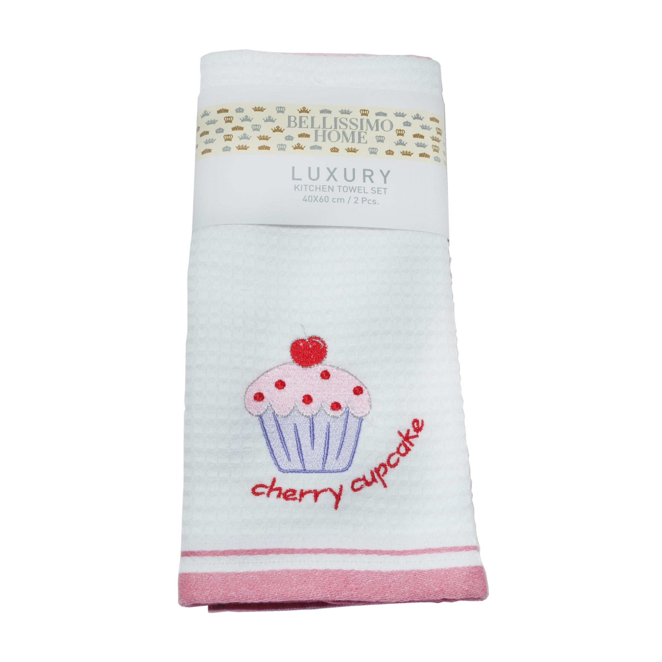 Luxury 2 Pack Waffle Embroidered Tea Towels