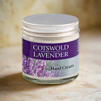 Cotswold Lavender hand cream jar on a white background