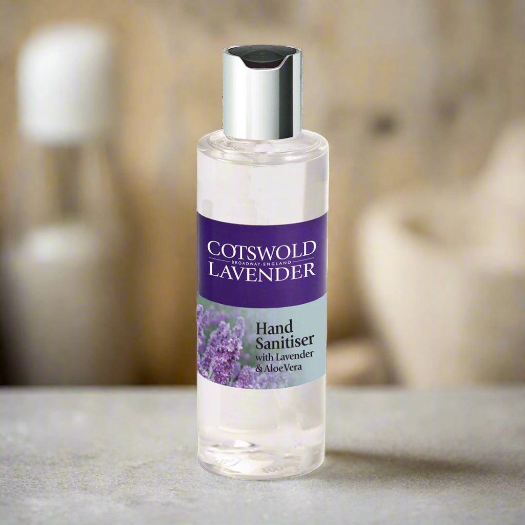 Cotswold Lavender hand sanitizer bottle on a white background