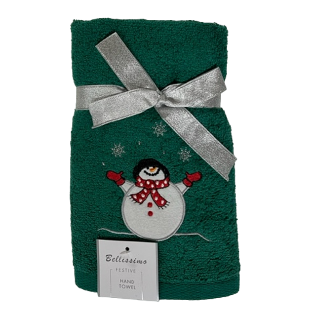 Bellissimo Festive Embroidered Hand Towel Snowman