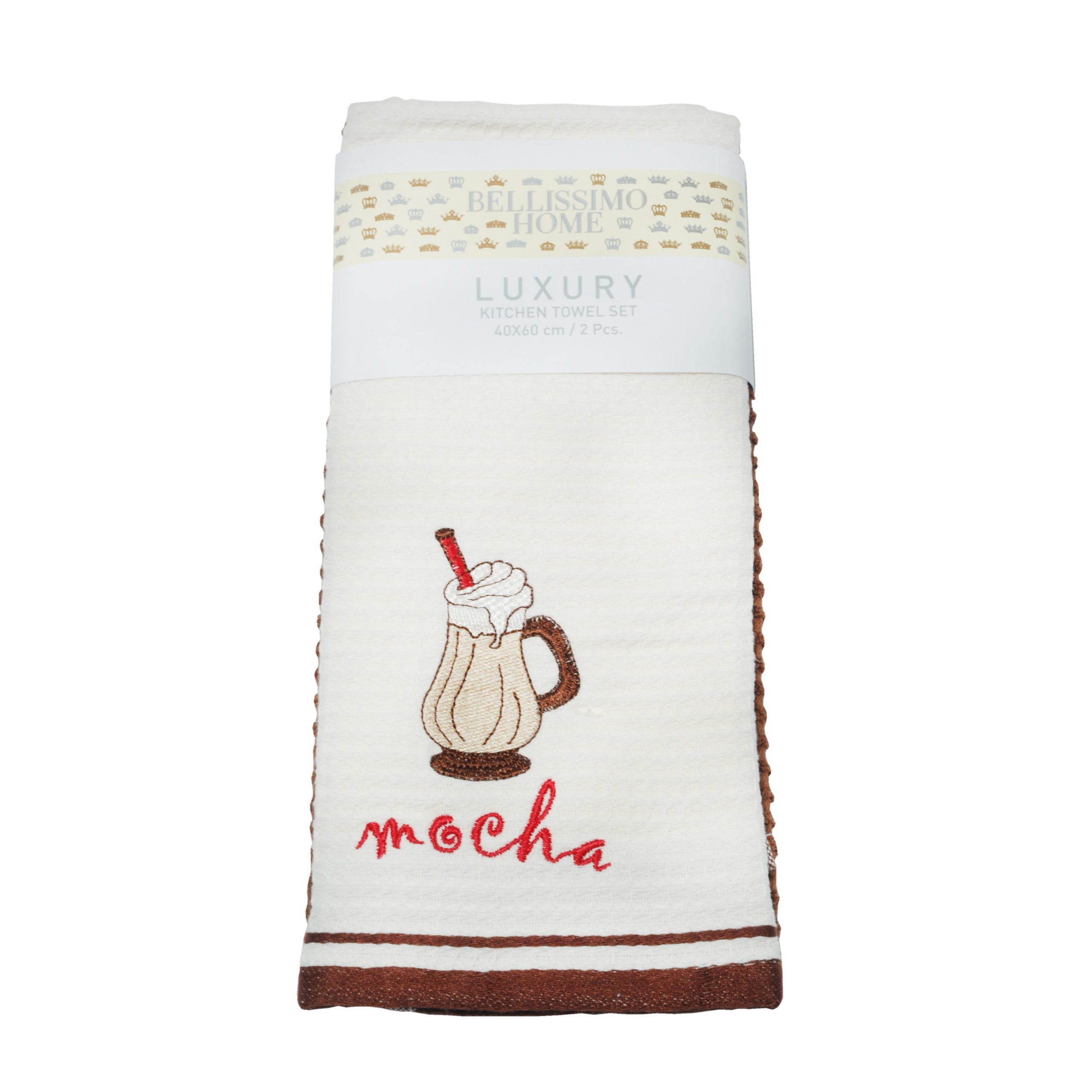 Luxury 2 Pack Waffle Embroidered Tea Towels