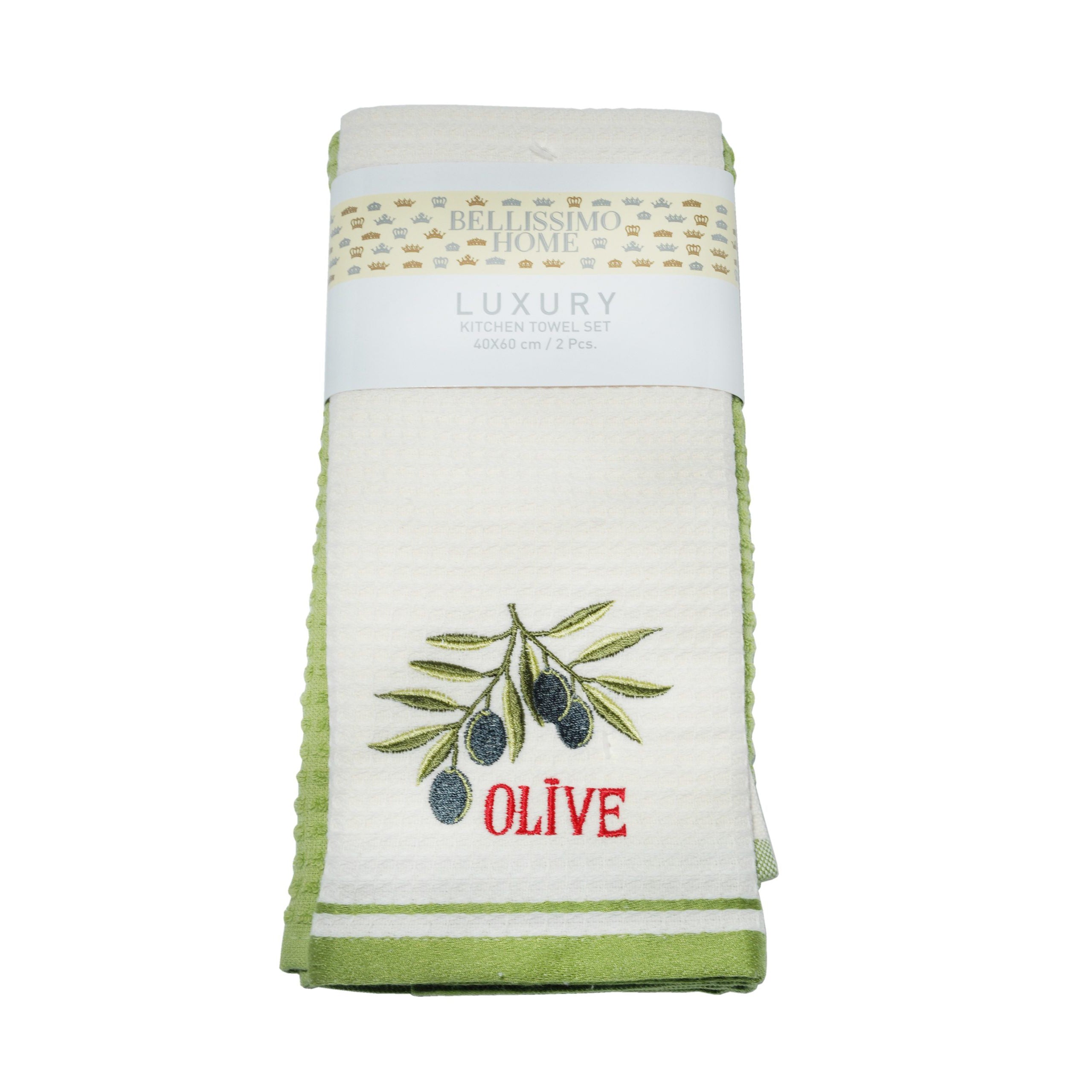 Luxury 2 Pack Waffle Embroidered Tea Towels