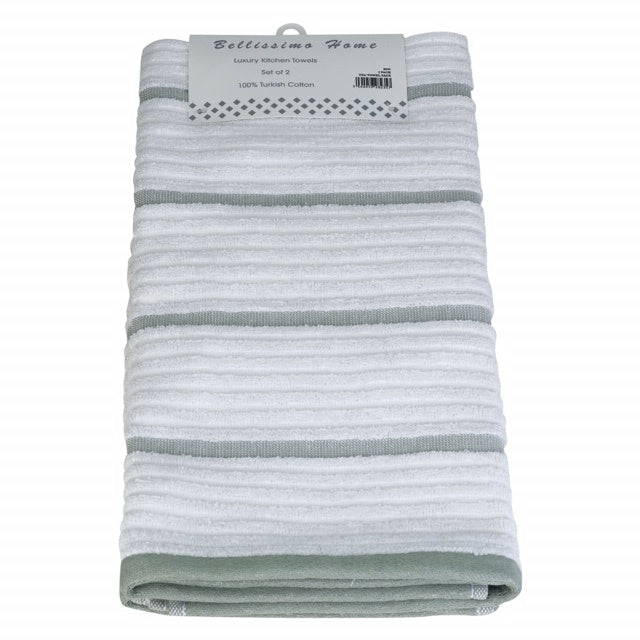 Bellissimo Rio 100% Turkish Cotton 2 Pack Tea Towel (3 Colours Available)