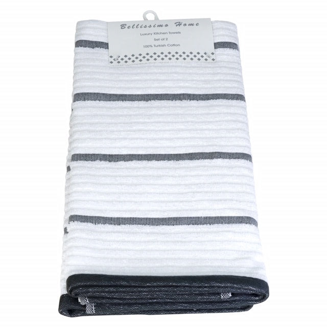 Bellissimo Rio 100% Turkish Cotton 2 Pack Tea Towel (3 Colours Available)