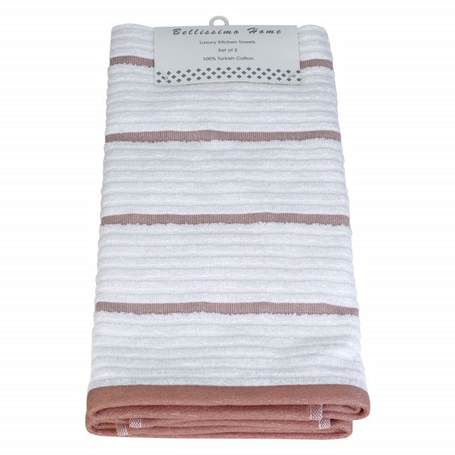 Bellissimo Rio 100% Turkish Cotton 2 Pack Tea Towel (3 Colours Available)